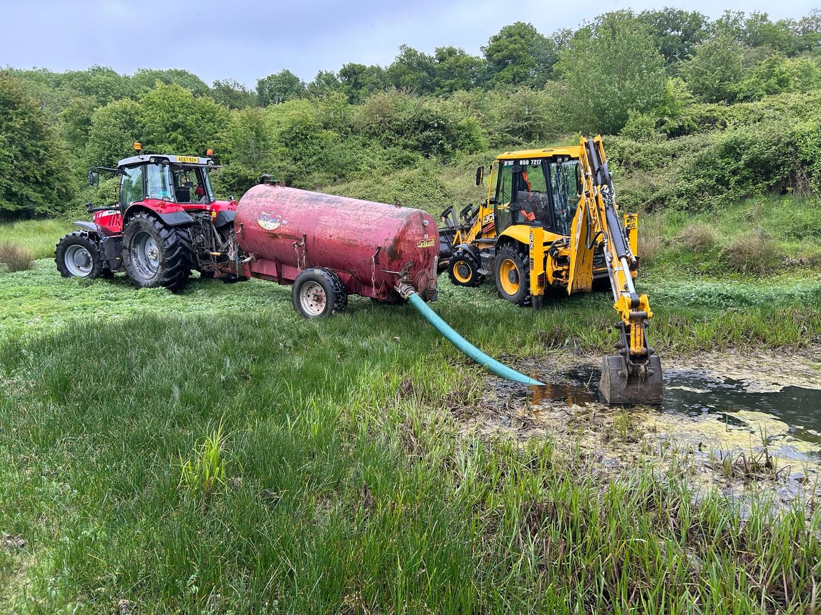 Excavator preparing ground for a construction project